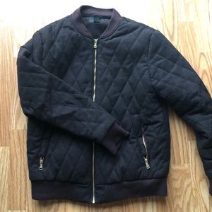 Quilted Dark Wine Bomber Jacket